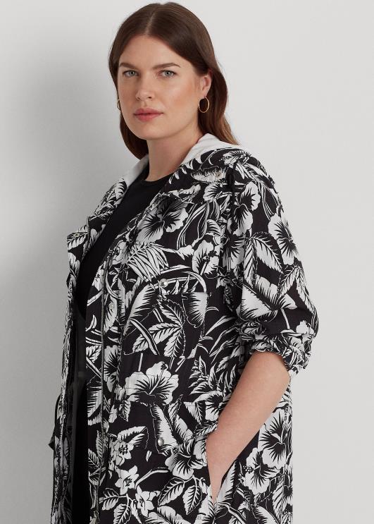 Ralph Lauren naised lilleline ripstop kapuutsiga tuulejope PR0V4578 must valge