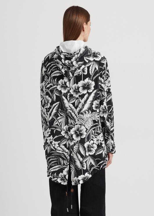 Ralph Lauren naised lilleline ripstop kapuutsiga tuulejope PR0V9464 must valge