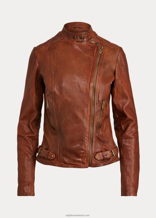 Ralph Lauren naised nahast motojope PR0V4247 tume pähkel