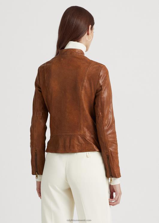 Ralph Lauren naised nahast motojope PR0V4247 tume pähkel