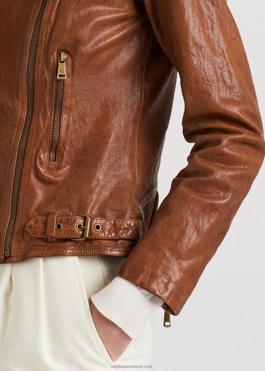 Ralph Lauren naised nahast motojope PR0V4247 tume pähkel