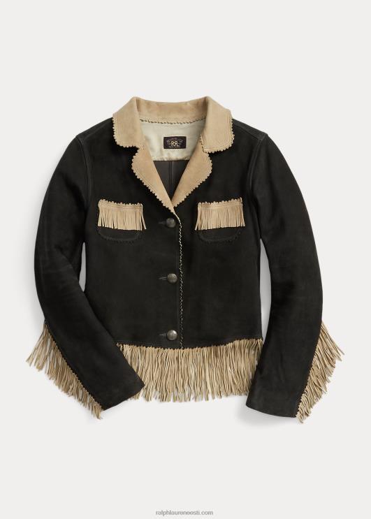 Ralph Lauren naised narmastega seemisnahast jakk PR0V3632 must/kreem