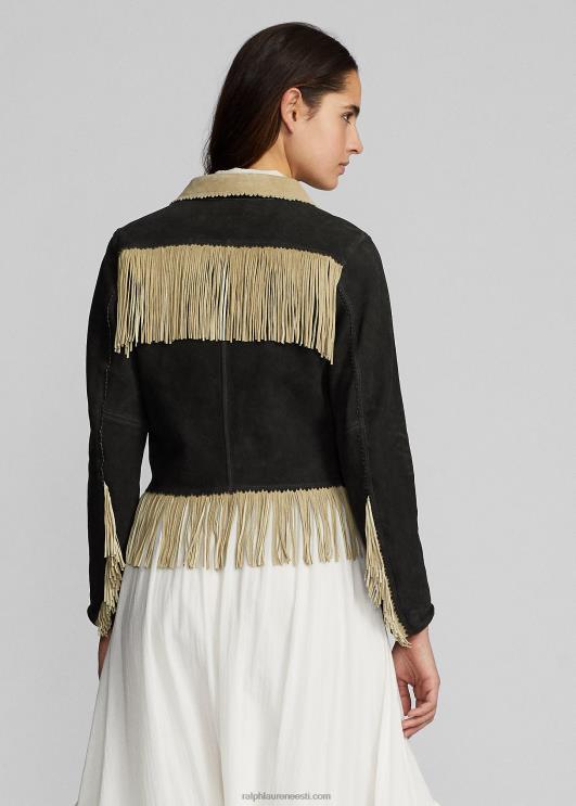 Ralph Lauren naised narmastega seemisnahast jakk PR0V3632 must/kreem