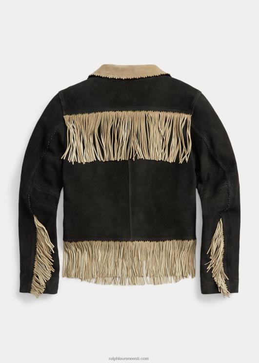 Ralph Lauren naised narmastega seemisnahast jakk PR0V3632 must/kreem