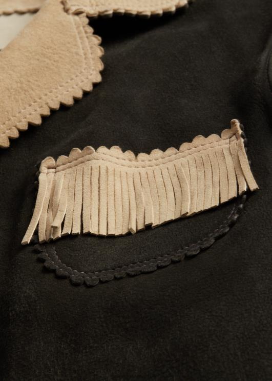 Ralph Lauren naised narmastega seemisnahast jakk PR0V3632 must/kreem