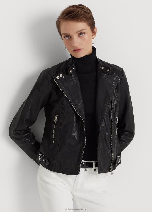 Ralph Lauren naised poleeritud nahast biker jope PR0V4248 must