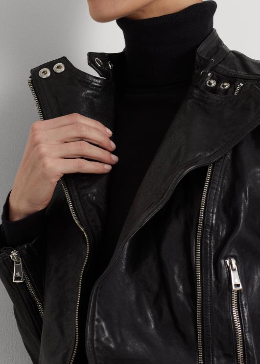 Ralph Lauren naised poleeritud nahast biker jope PR0V4248 must