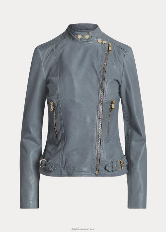 Ralph Lauren naised poleeritud nahast motojope PR0V3968 chambray sinine