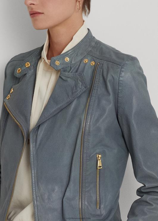 Ralph Lauren naised poleeritud nahast motojope PR0V3968 chambray sinine