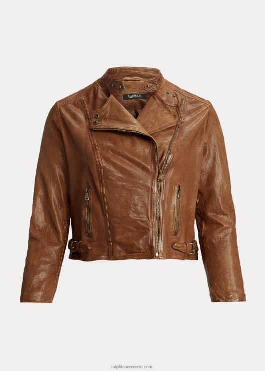 Ralph Lauren naised poleeritud nahast motojope PR0V4616 tume pähkel