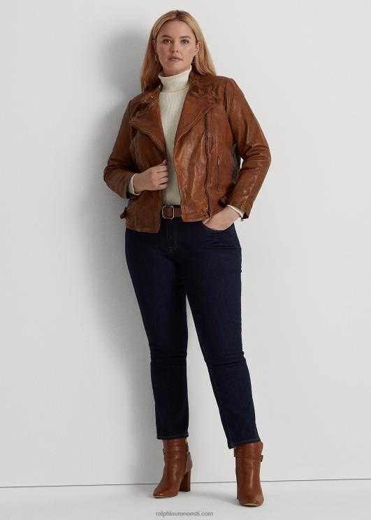 Ralph Lauren naised poleeritud nahast motojope PR0V4616 tume pähkel