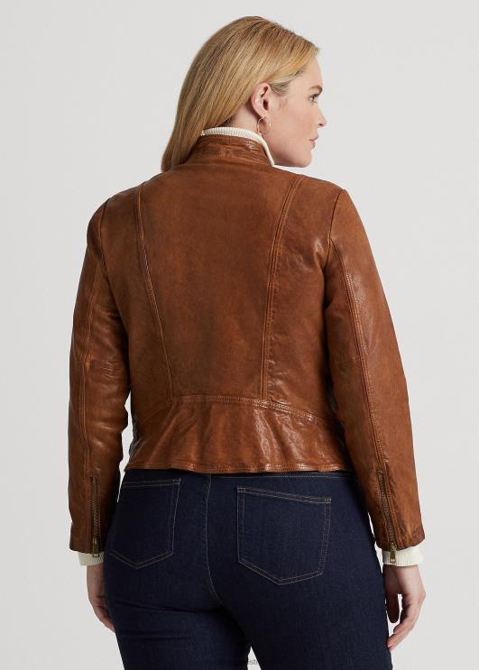 Ralph Lauren naised poleeritud nahast motojope PR0V4616 tume pähkel