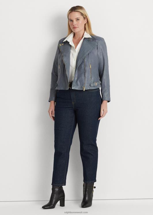 Ralph Lauren naised poleeritud nahast motojope PR0V4617 chambray sinine