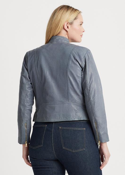 Ralph Lauren naised poleeritud nahast motojope PR0V4617 chambray sinine