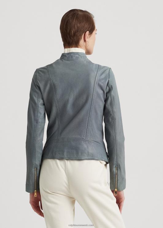 Ralph Lauren naised poleeritud nahast motojope PR0V4831 chambray sinine