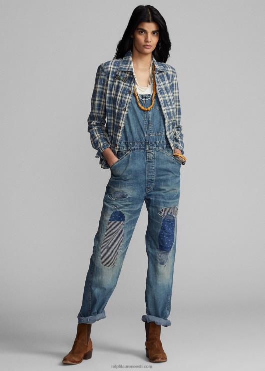 Ralph Lauren naised ruuduline puuvillane-linane jope PR0V3638 indigo/koor