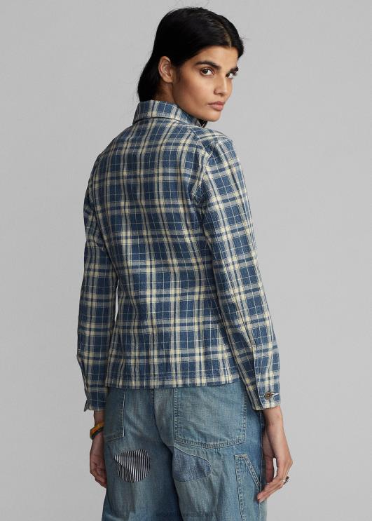 Ralph Lauren naised ruuduline puuvillane-linane jope PR0V3638 indigo/koor