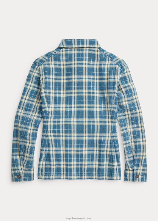 Ralph Lauren naised ruuduline puuvillane-linane jope PR0V3638 indigo/koor