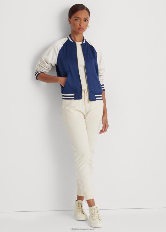 Ralph Lauren naised satiinist bomber jope PR0V9476 rafineeritud merevärv/kreem