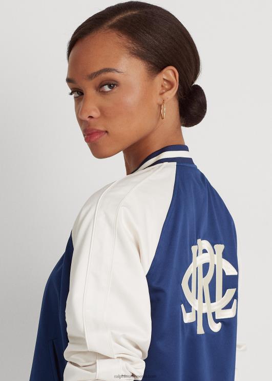 Ralph Lauren naised satiinist bomber jope PR0V9476 rafineeritud merevärv/kreem