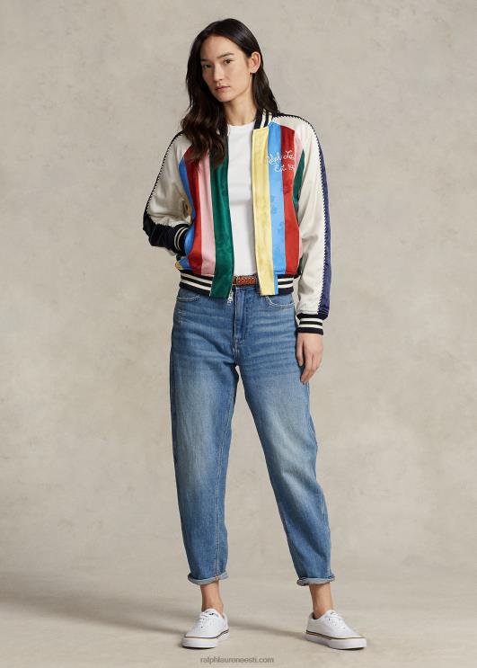 Ralph Lauren naised triibuline satiinist bomberjope PR0V3226 havai siluett