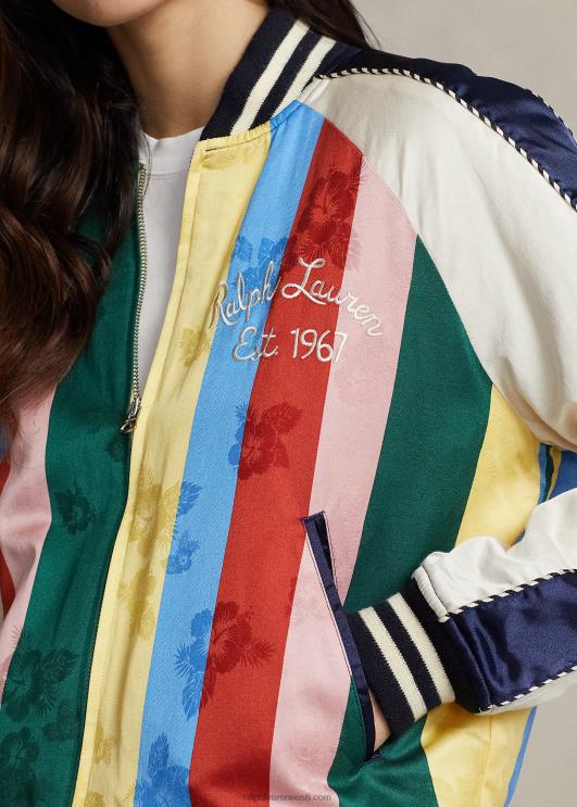 Ralph Lauren naised triibuline satiinist bomberjope PR0V3226 havai siluett