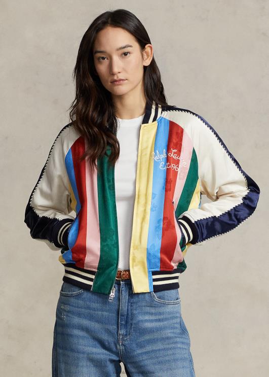 Ralph Lauren naised triibuline satiinist bomberjope PR0V3226 havai siluett