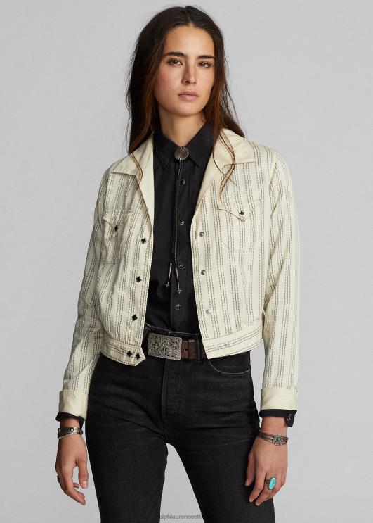 Ralph Lauren naised triibuline satiinist lääne jope PR0V3634 kreemjas/must