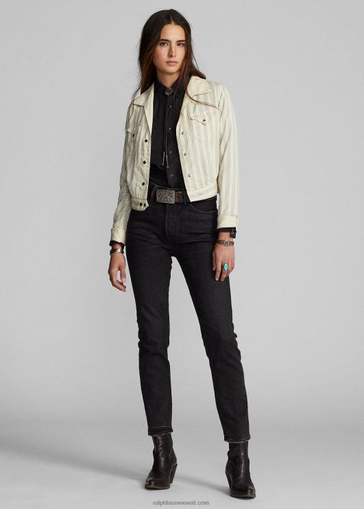 Ralph Lauren naised triibuline satiinist lääne jope PR0V3634 kreemjas/must