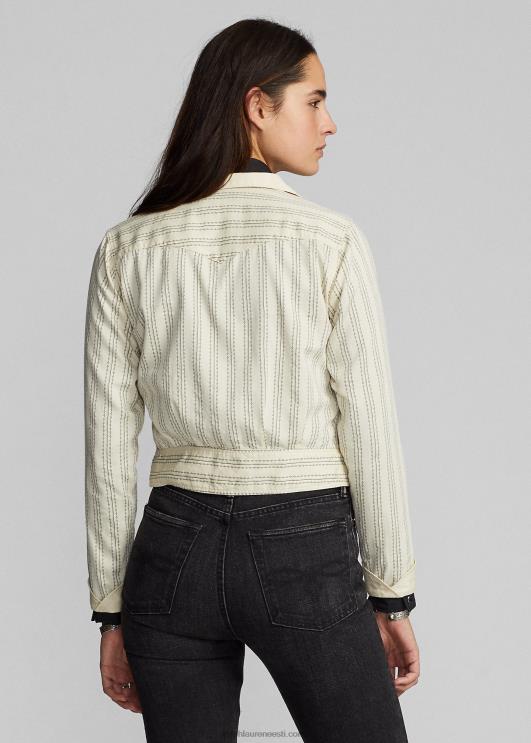 Ralph Lauren naised triibuline satiinist lääne jope PR0V3634 kreemjas/must