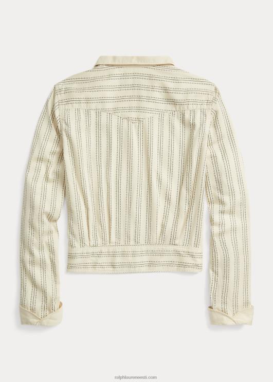 Ralph Lauren naised triibuline satiinist lääne jope PR0V3634 kreemjas/must