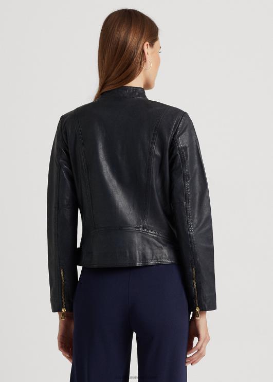 Ralph Lauren naised trummeldatud nahast motojope PR0V9449 merevägi