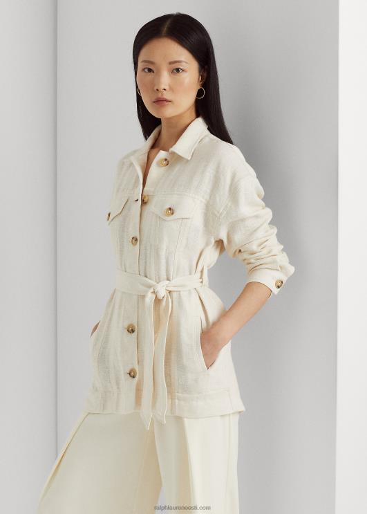 Ralph Lauren naised vööga kalasaba linasest särgist jope PR0V4047 mascarpone kreem