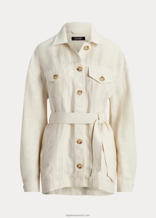 Ralph Lauren naised vööga kalasaba linasest särgist jope PR0V4047 mascarpone kreem