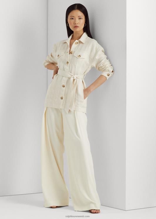 Ralph Lauren naised vööga kalasaba linasest särgist jope PR0V4047 mascarpone kreem