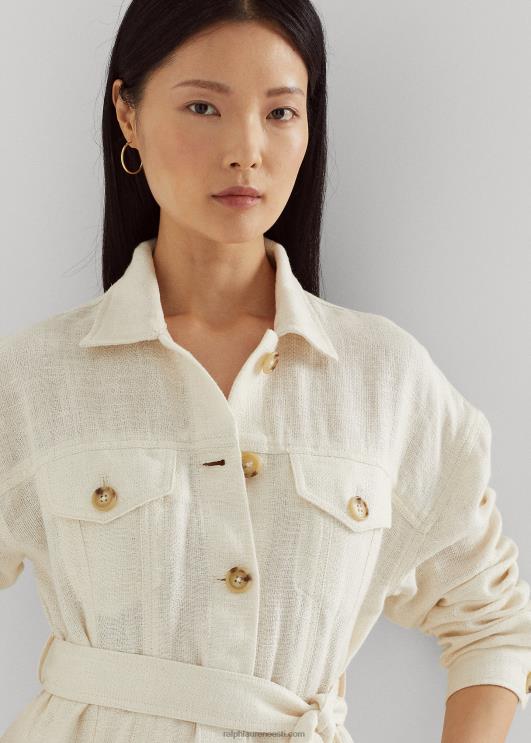 Ralph Lauren naised vööga kalasaba linasest särgist jope PR0V4047 mascarpone kreem