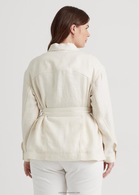 Ralph Lauren naised vööga kalasaba linasest särgist jope PR0V4704 mascarpone kreem