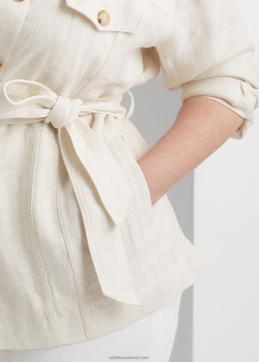 Ralph Lauren naised vööga kalasaba linasest särgist jope PR0V4704 mascarpone kreem