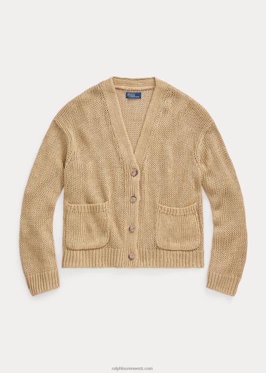 Ralph Lauren naised V-kaelusega linasegust kardigan PR0V2936 põhiliiv