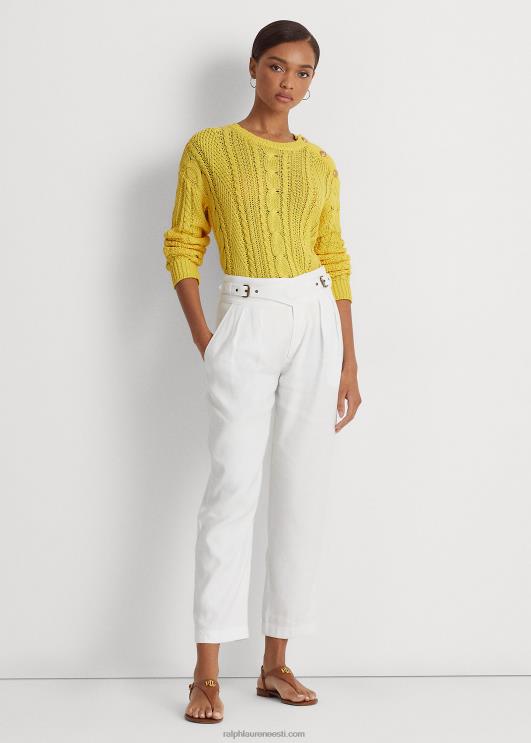 Ralph Lauren naised aran-kootud puuvillane kampsun PR0V4856 päikesekala kollane