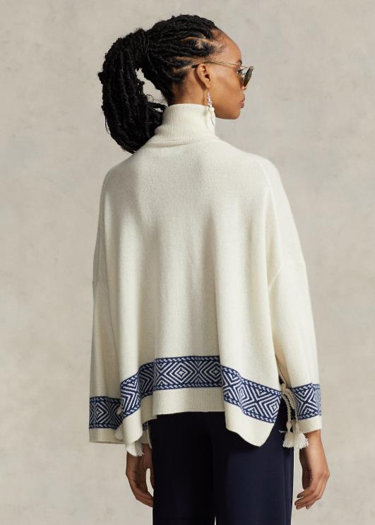 Ralph Lauren naised geomotiiviga kašmiir-kilpkael PR0V3075 pärgamentkreem/meresest