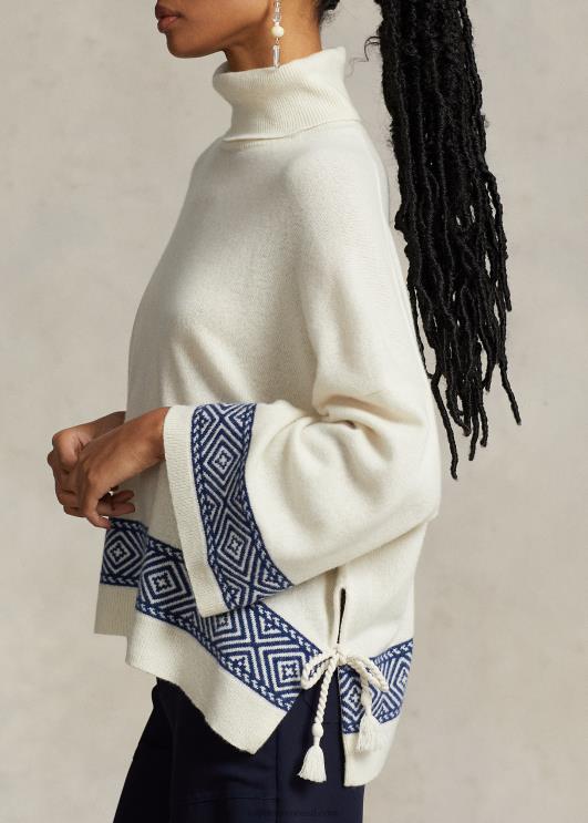 Ralph Lauren naised geomotiiviga kašmiir-kilpkael PR0V3075 pärgamentkreem/meresest