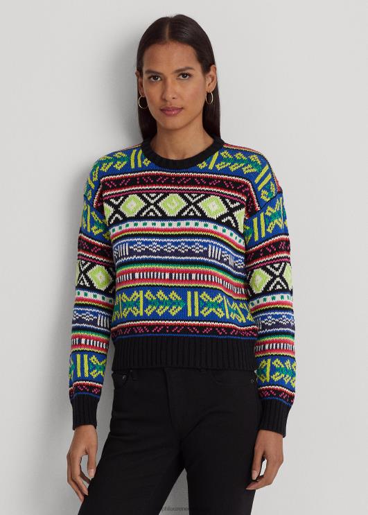 Ralph Lauren naised geomotiiviga puuvillane-linane kaelusega kampsun PR0V3920 mitu