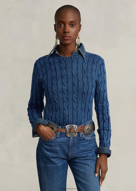 Ralph Lauren naised õhuke kaabliga kootud kampsun PR0V3357 indigo