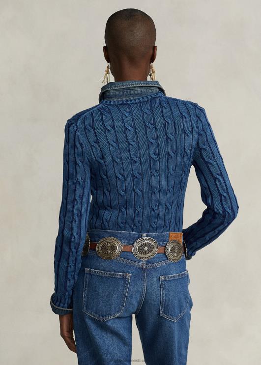 Ralph Lauren naised õhuke kaabliga kootud kampsun PR0V3357 indigo