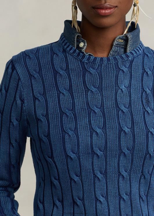 Ralph Lauren naised õhuke kaabliga kootud kampsun PR0V3357 indigo