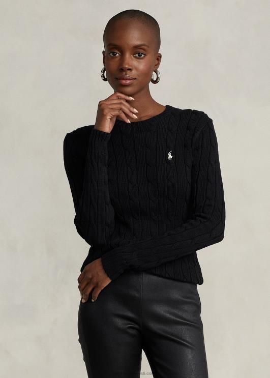 Ralph Lauren naised õhuke kaabliga kootud kampsun PR0V3359 must valge