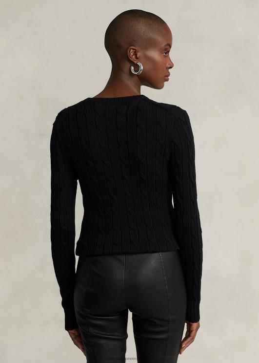 Ralph Lauren naised õhuke kaabliga kootud kampsun PR0V3359 must valge