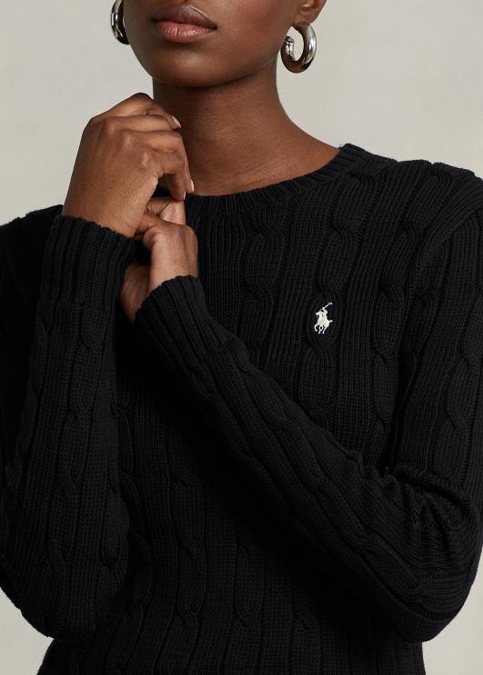 Ralph Lauren naised õhuke kaabliga kootud kampsun PR0V3359 must valge