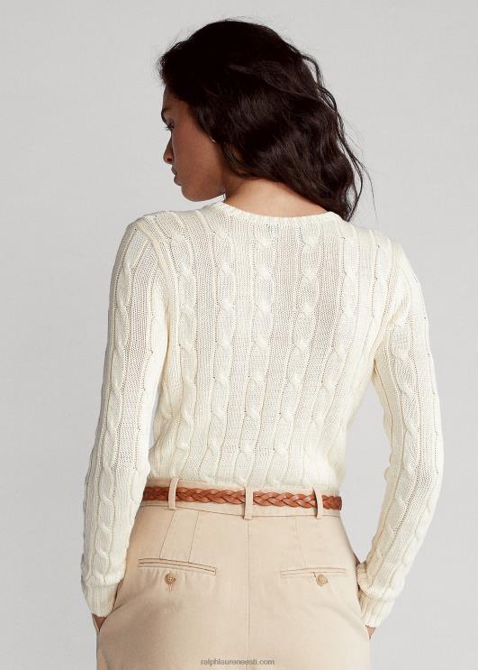 Ralph Lauren naised õhuke kaabliga kootud kampsun PR0V3360 kreem